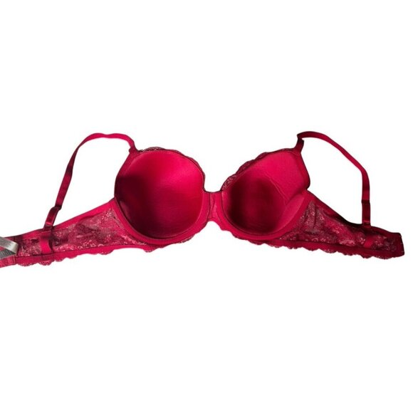 VICTORIA'S SECRET Dream Angels Lined Demi Lace Bra Red Size 40D - Picture 7 of 8